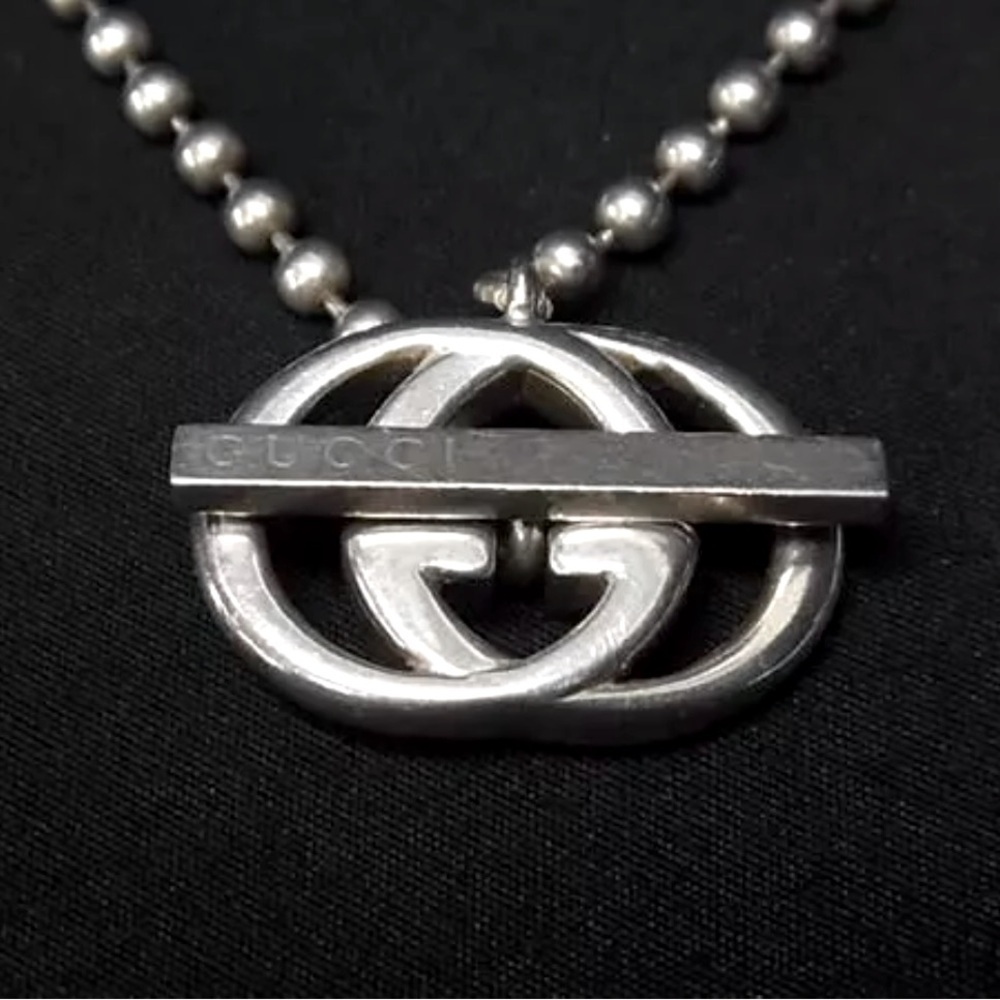 Gucci GG Logo Interlocking 925 Silver Ballchain Necklace , box/Dustbag/Pamphlet - Picture 8 of 15